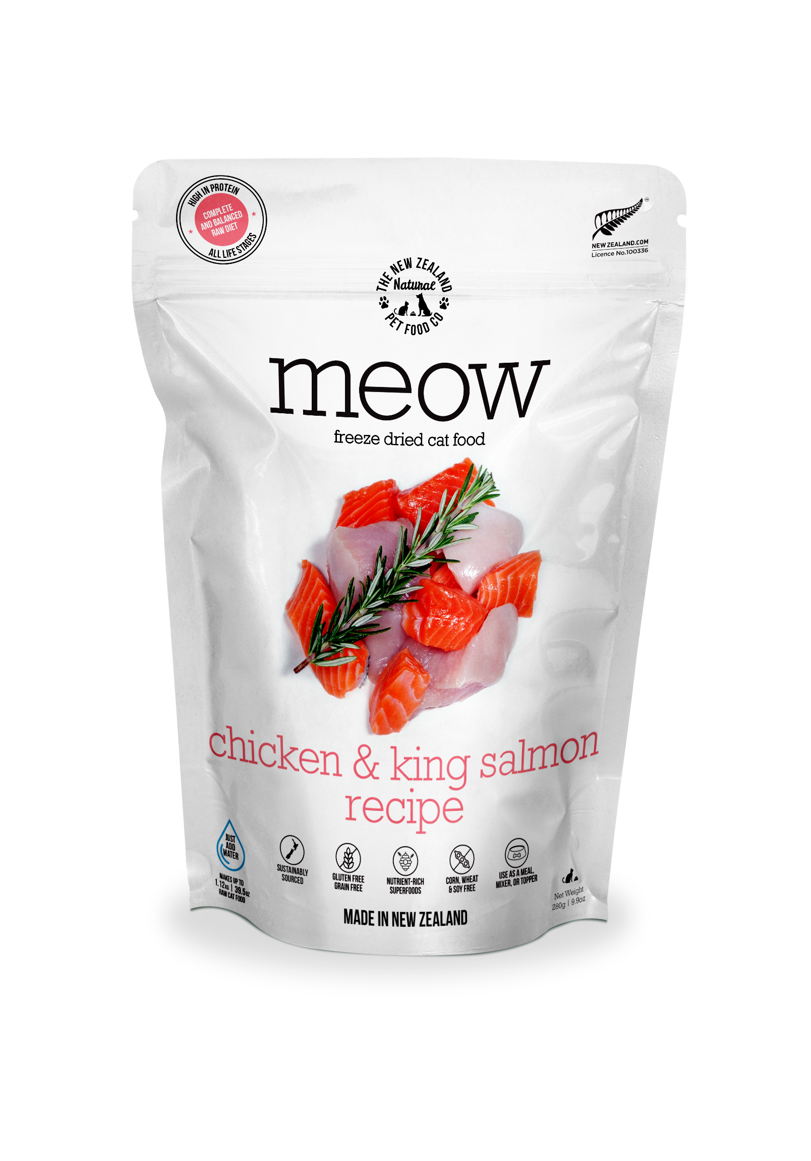 Meow Chicken & King Salmon Freeze Dried Cat Food 1.76oz