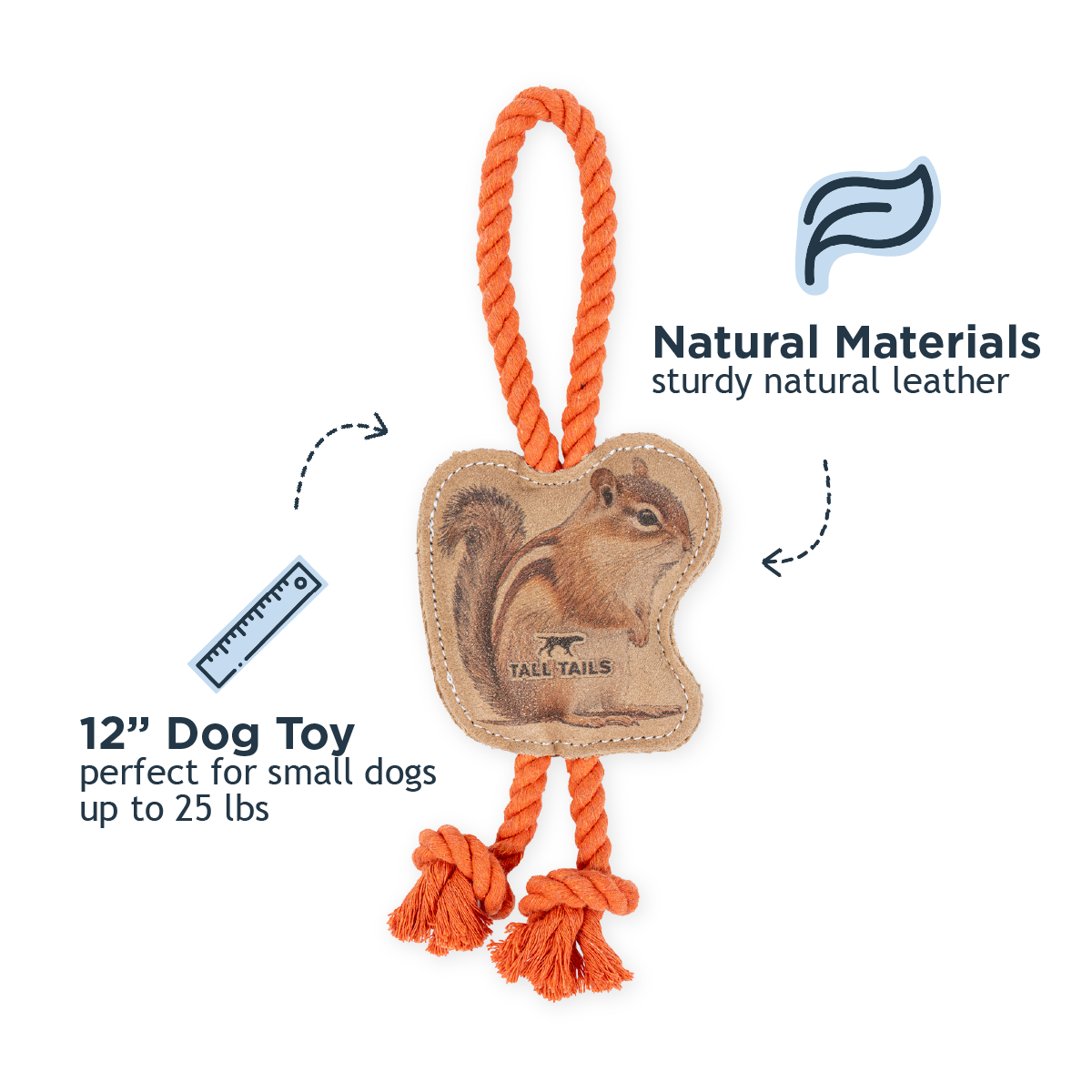 Natural Leather Chipmunk Tug Dog Toy