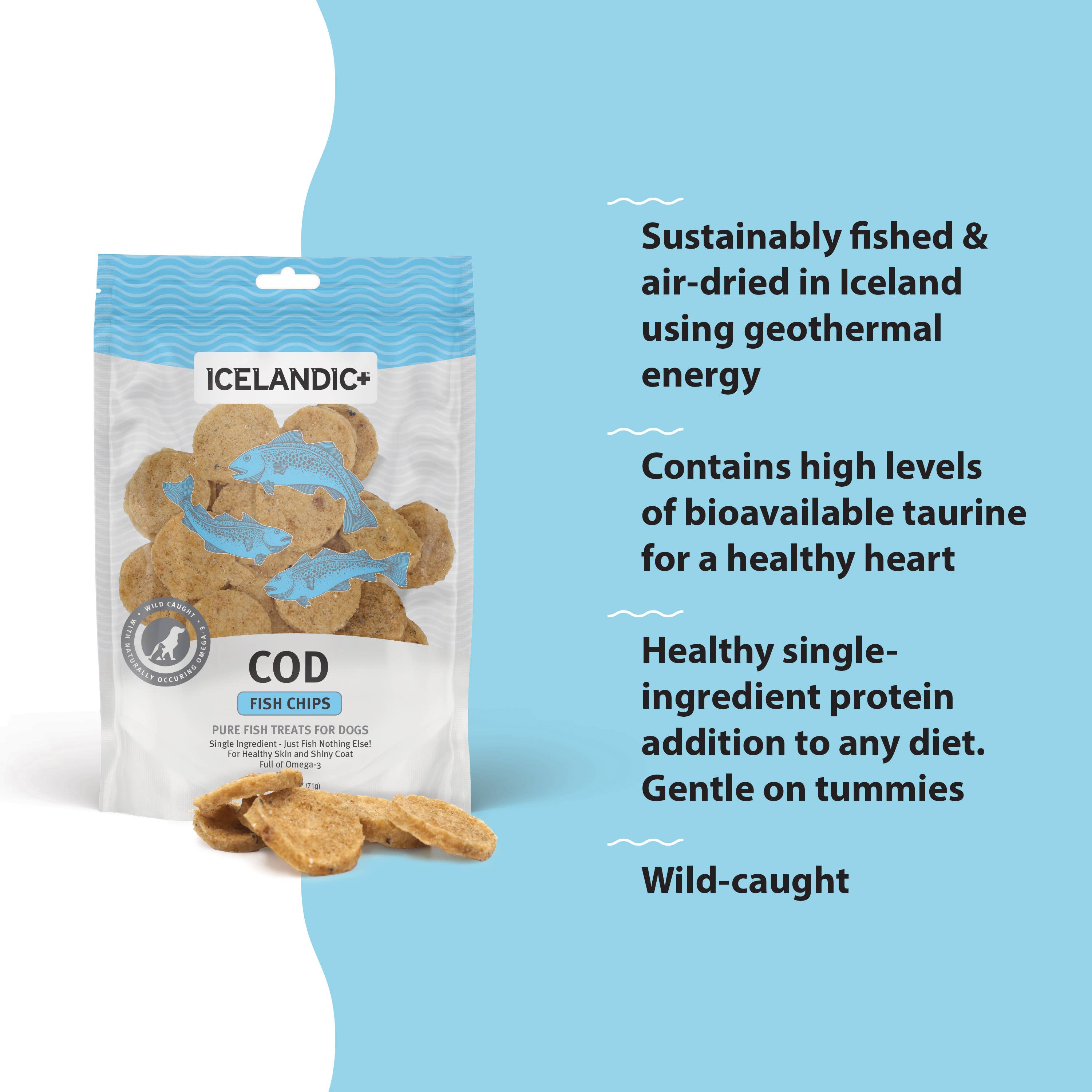 Icelandic+ Cod Fish Chips Dog Treat 2.5-oz Bag