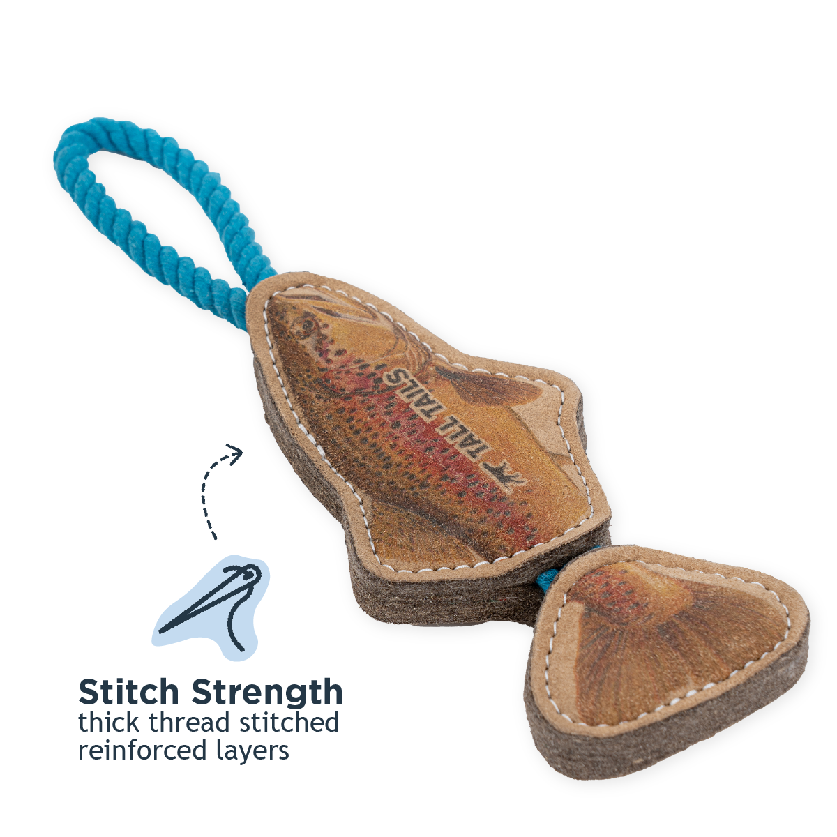 Natural Leather Jointed Trout Tug Dog Toy