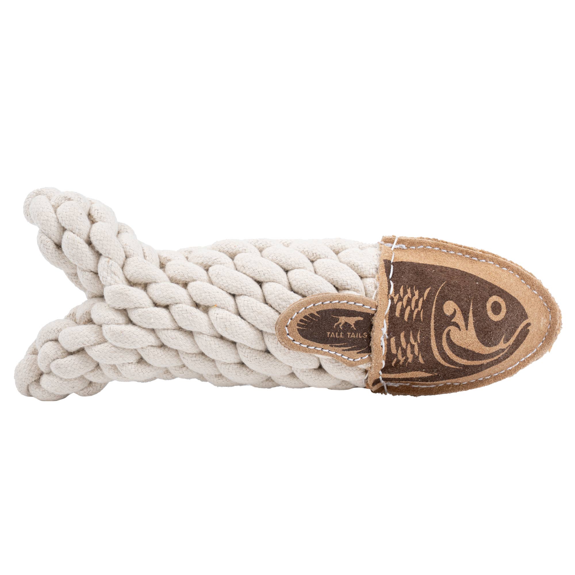 Natural Leather Crunch Fish Rope Dog Toy