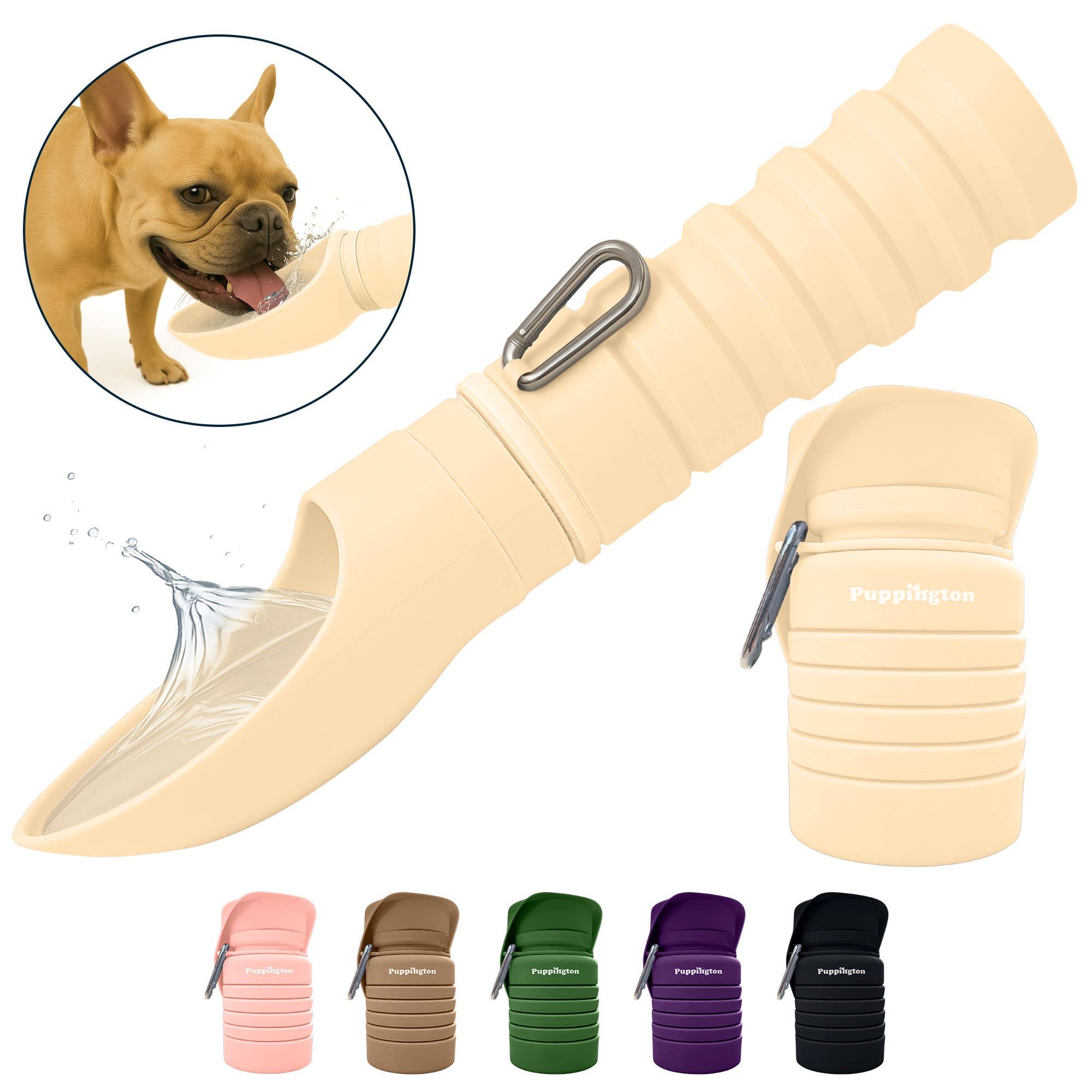 Puppington Collapsible Silicone Dog Water Bottle