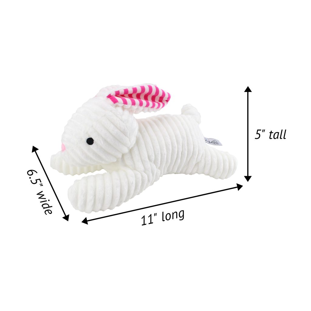 Midlee Stripe Ears White Easter Rabbit Dog Toy