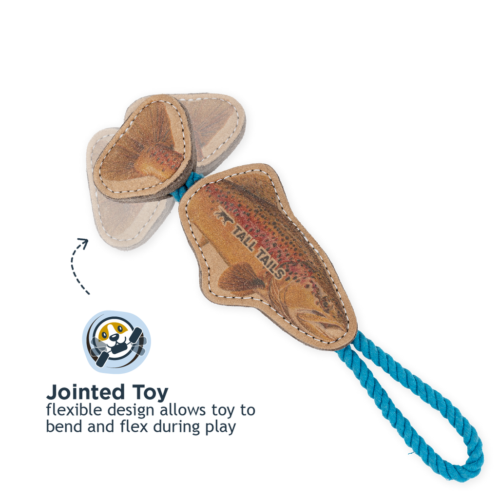 Natural Leather Jointed Trout Tug Dog Toy