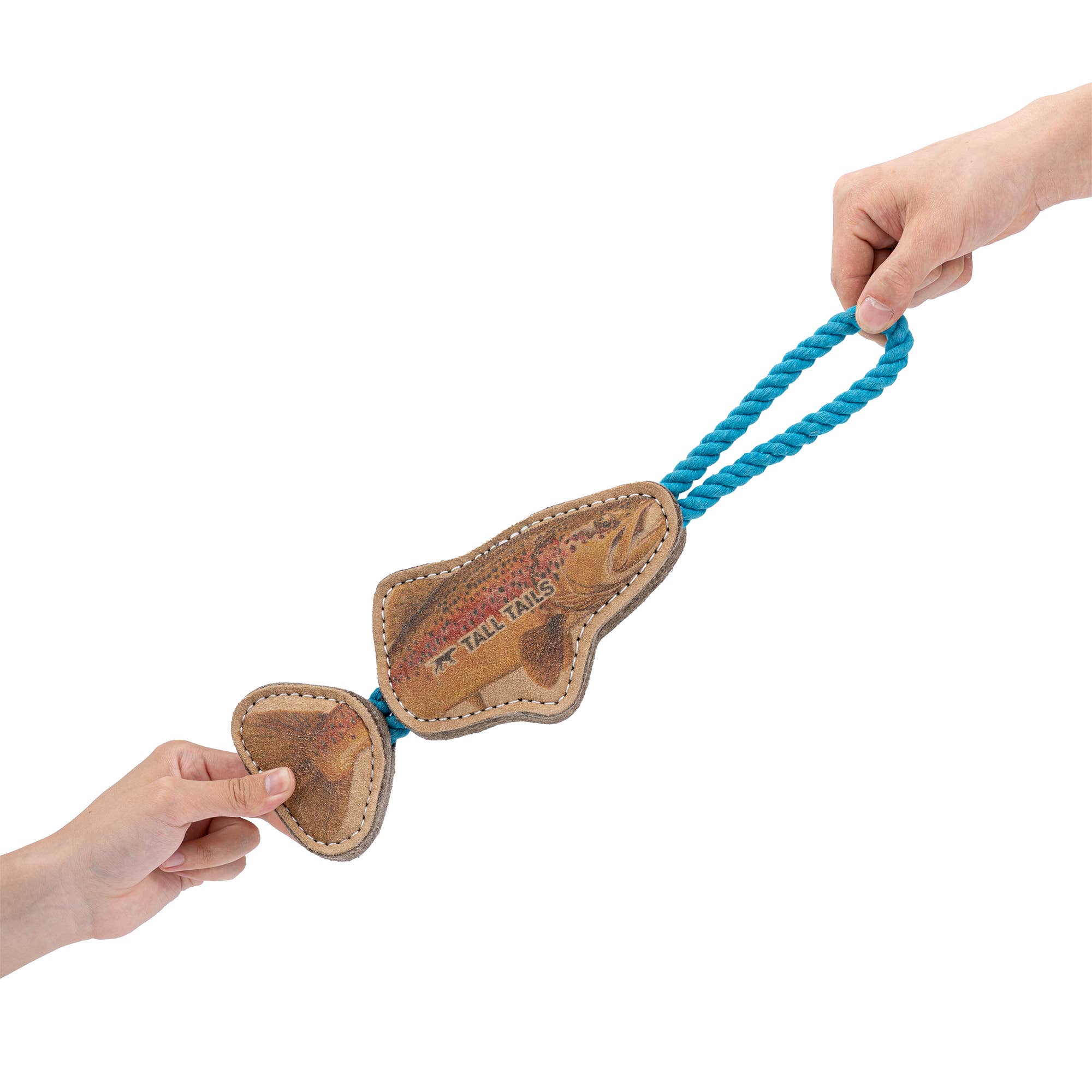 Natural Leather Jointed Trout Tug Dog Toy