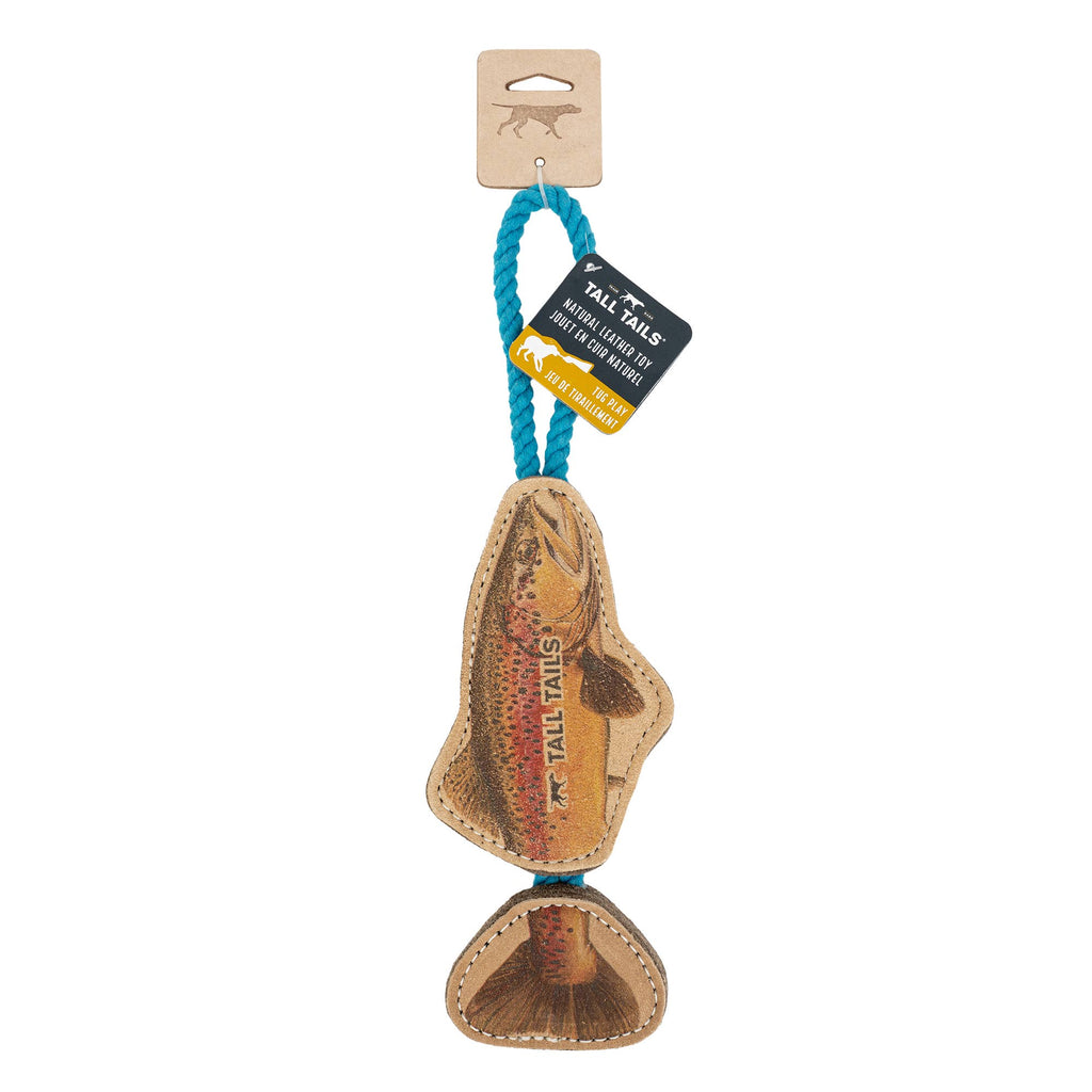 Natural Leather Jointed Trout Tug Dog Toy