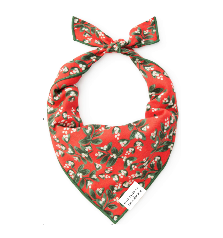 Rifle Paper Co. x TFD Mistletoe Dog Bandana: Medium