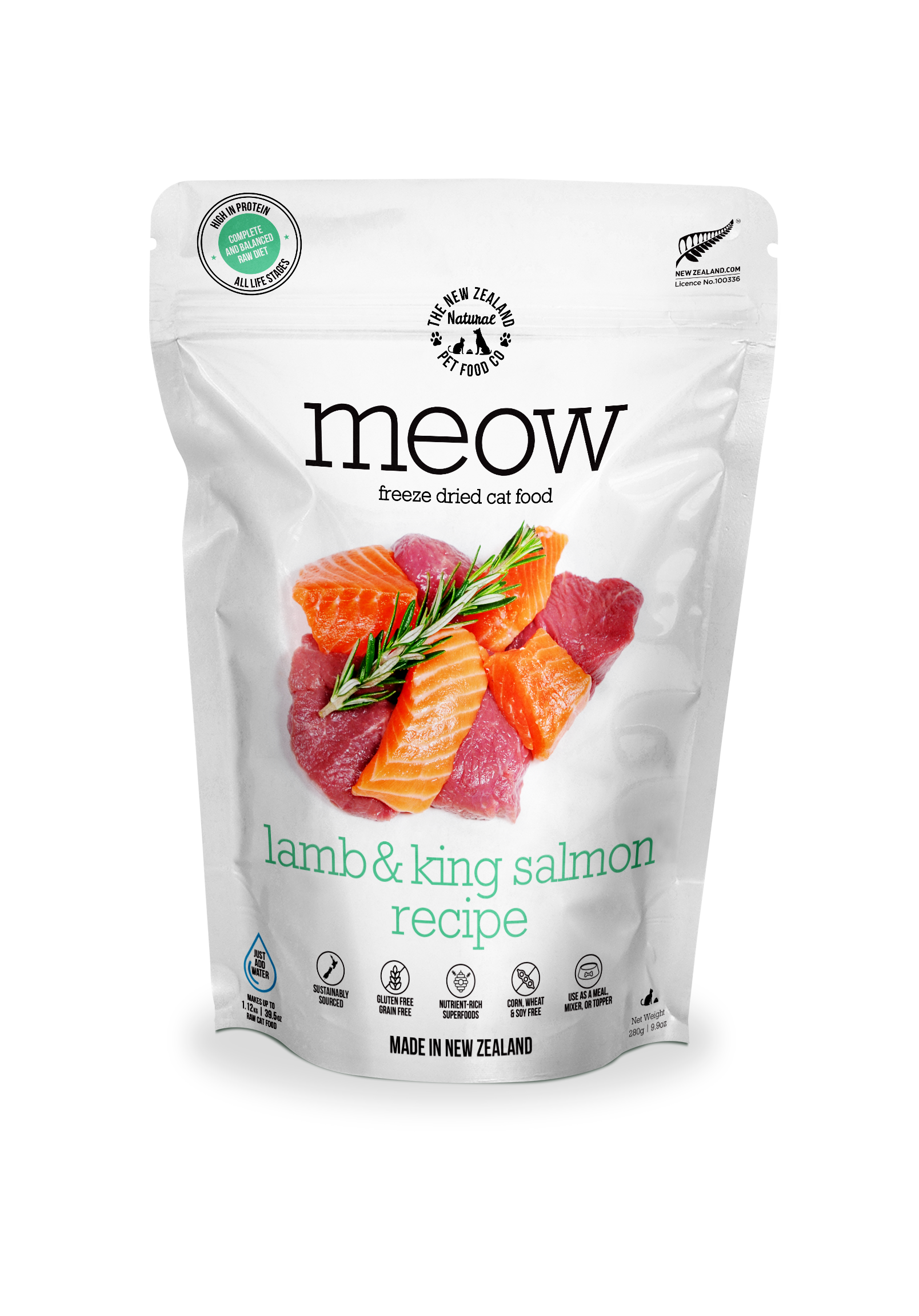 Meow Lamb & King Salmon Freeze Dried Cat Food 1.76oz | 9.9oz