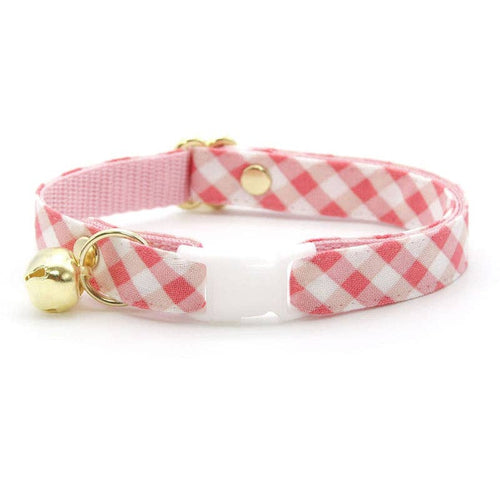 "Coquette" - Pink Gingham Plaid Cat Collar