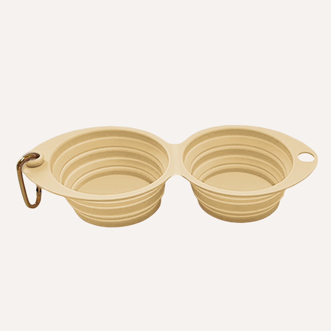 Travel Collapsible Double Pet Bowl with Clip