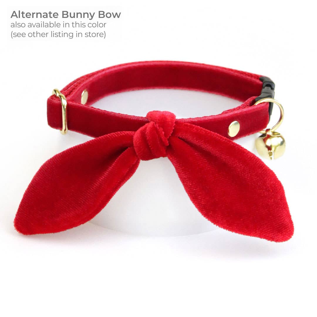 "Velvet - Garnet Red" - Luxe Red Velvet Cat Collar
