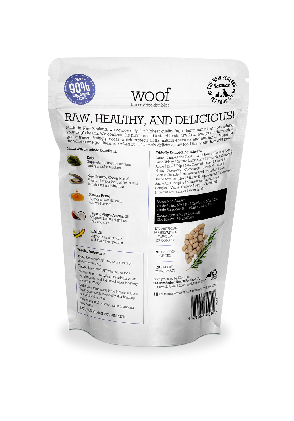 Woof Lamb Freeze Dried Dog Food 1.76oz | 9.9oz | 2.2lb