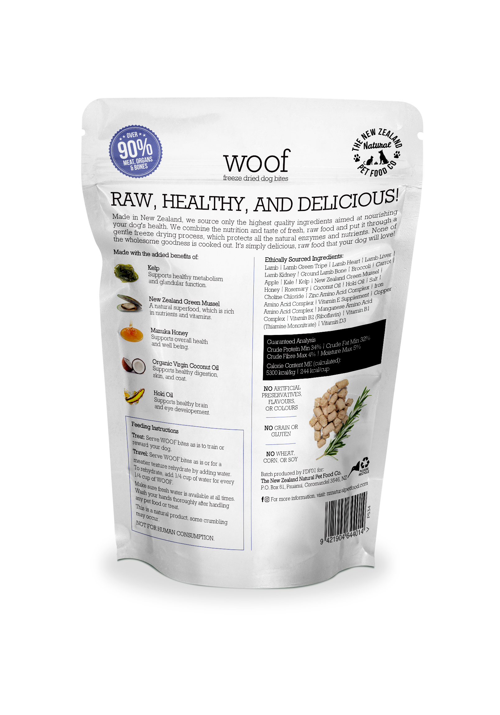 Woof Lamb Freeze Dried Dog Food 1.76oz | 9.9oz | 2.2lb