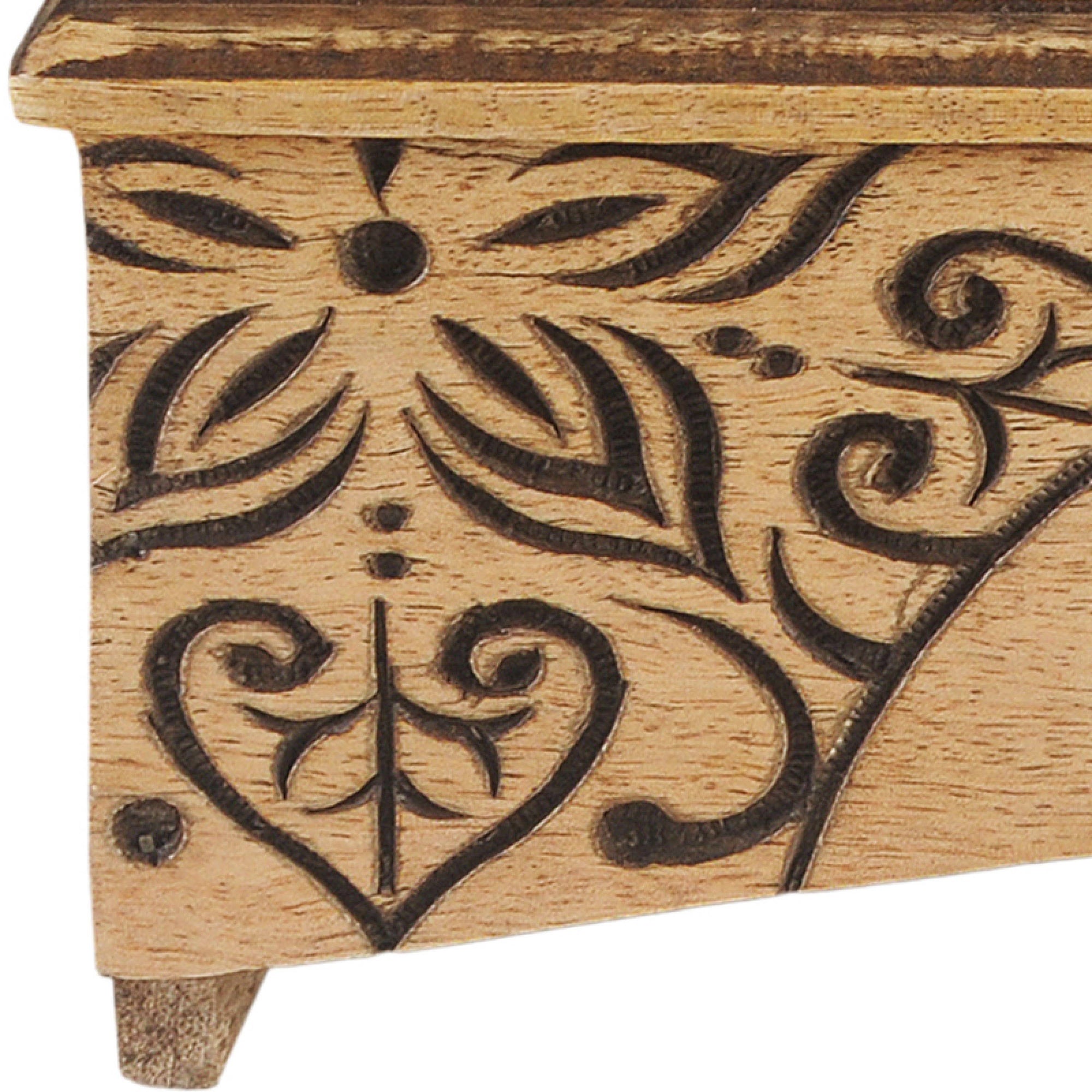 Handmade Mango Wood Elevated Double Pet Feeder - Florals