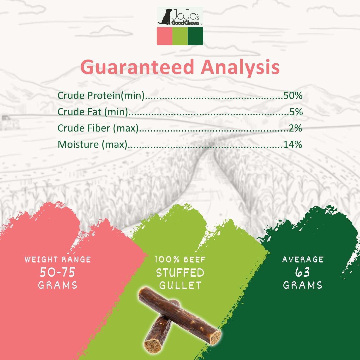 All-Natural Beef Stuffed Gullet Dog Treats 5" - 6" (25/Bag)