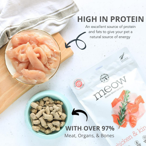 Meow Chicken & King Salmon Freeze Dried Cat Food 1.76oz
