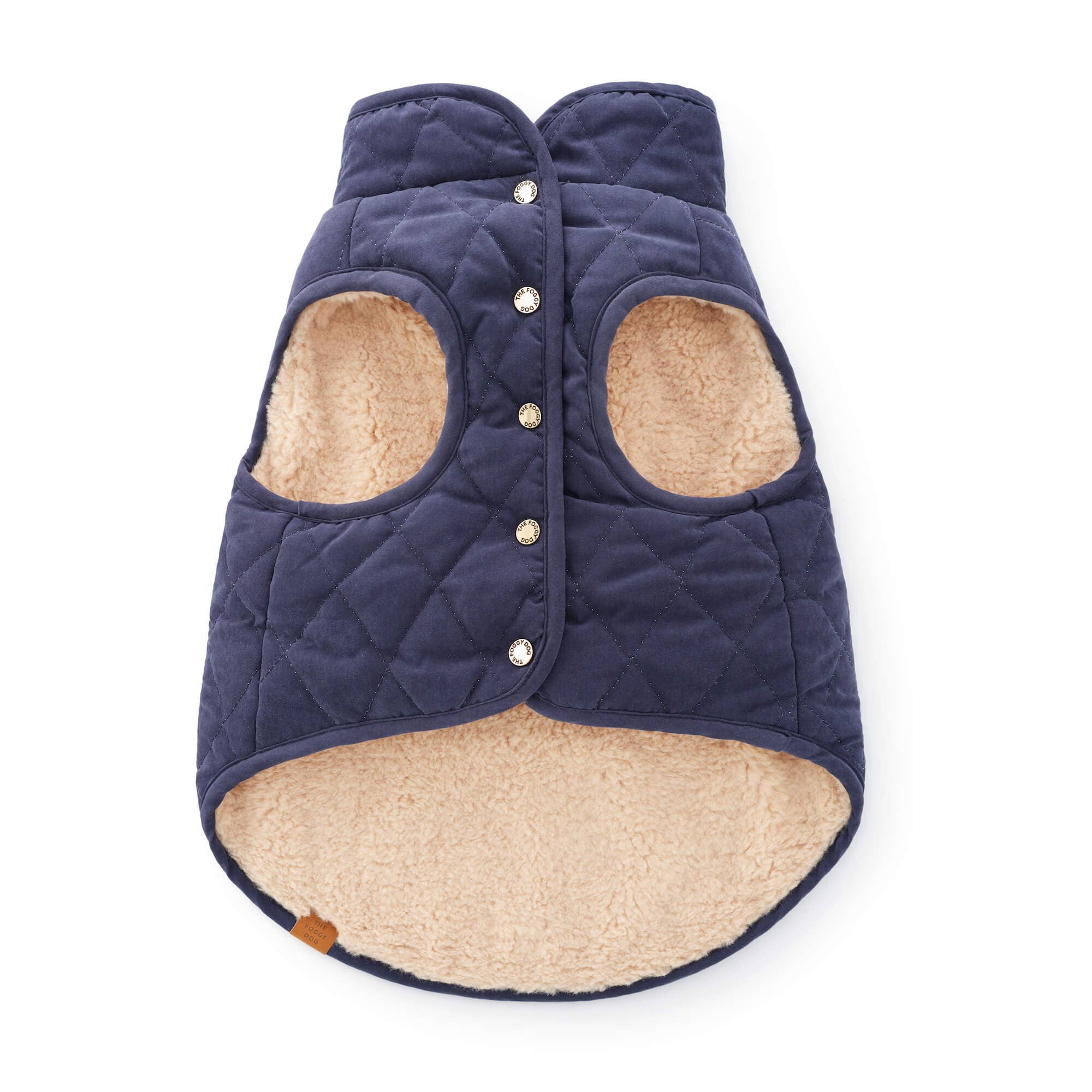 Navy Sherpa-Lined Reversible Dog Jacket