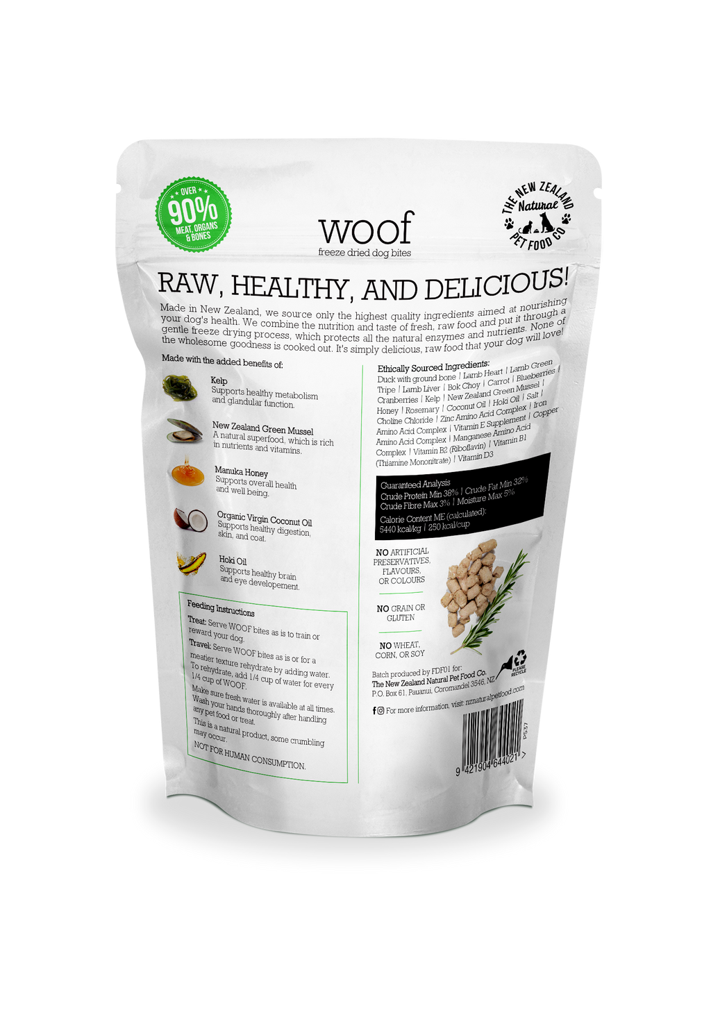 Woof Duck Freeze Dried Dog Food 9.9oz