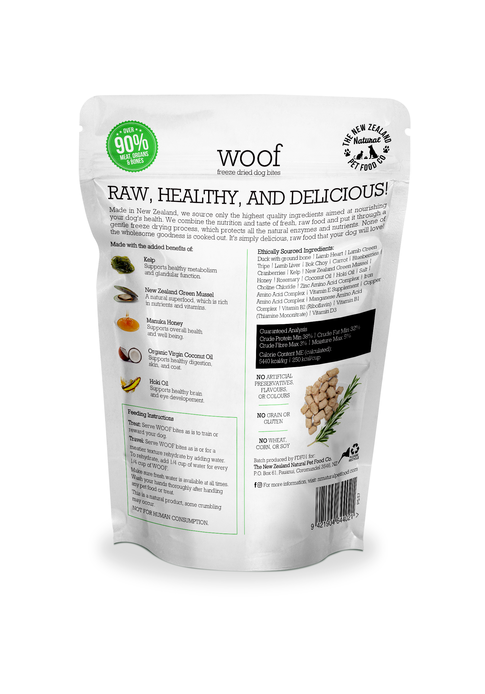 Woof Duck Freeze Dried Dog Food 9.9oz