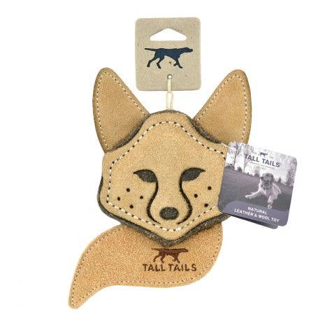 Tall Tails Natural Leather & Wool Fox Toy - 4"