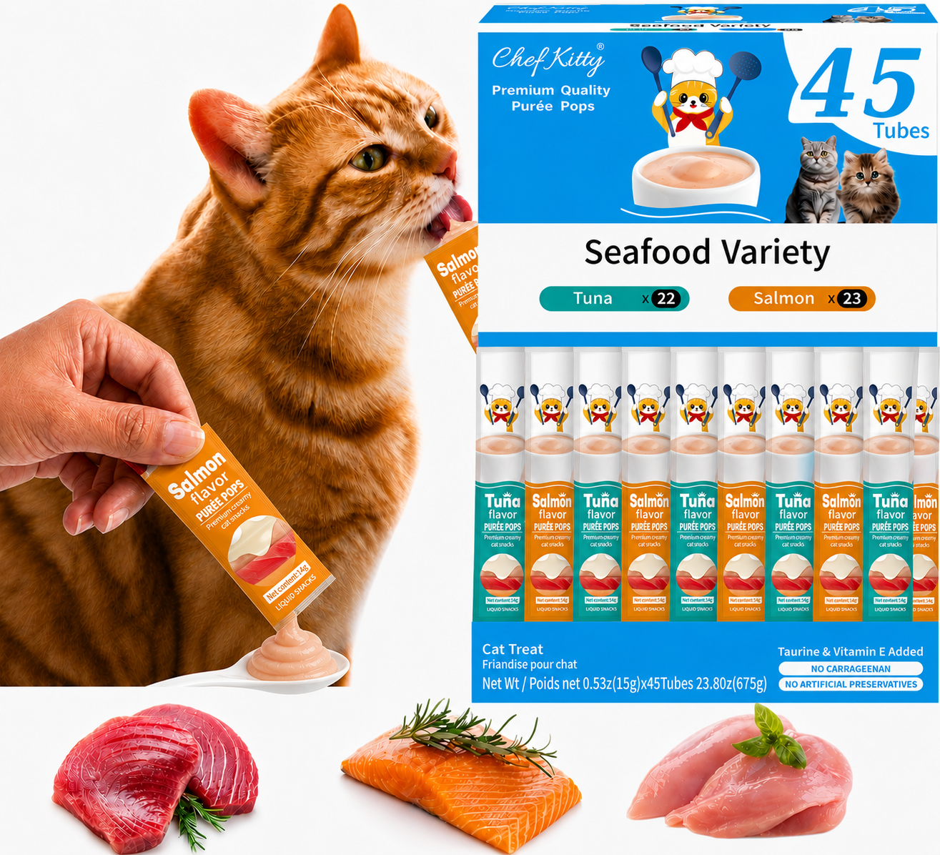 Chef Kitty Purée Pops – Lickable Creamy Cat Treats (20 Pack)