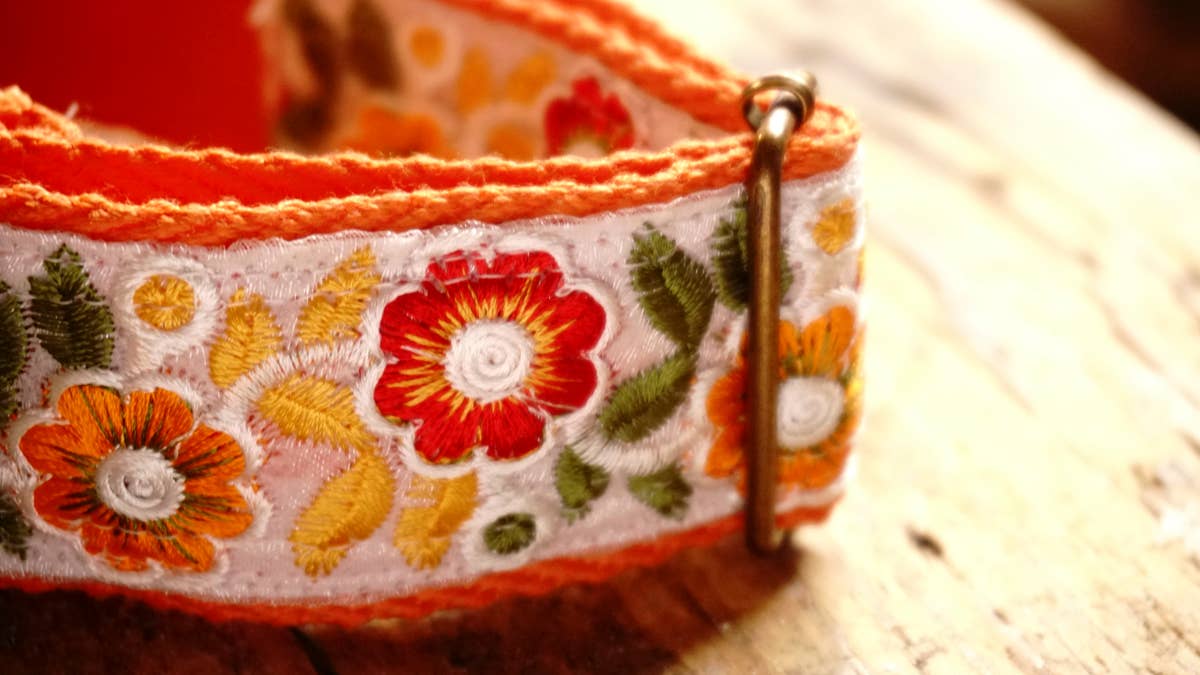 orange collar with floral design
