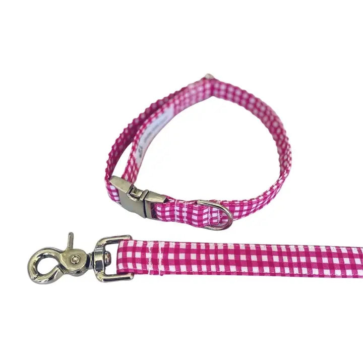 Pink Gingham Collar and Leash Set