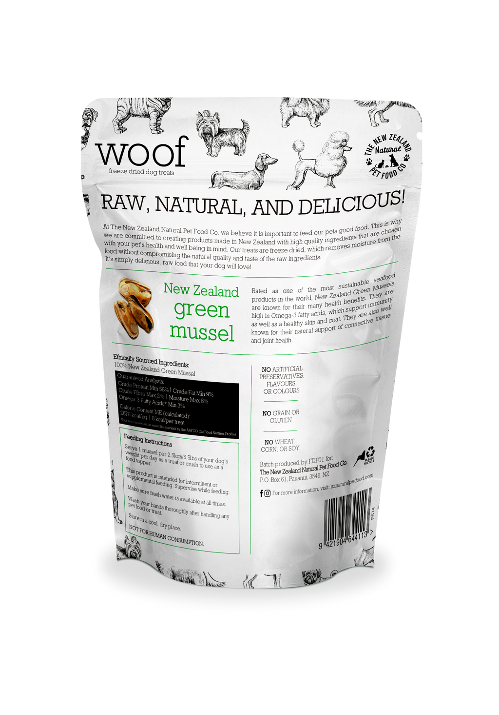 Woof NZ Green Mussel Treat 1.76oz