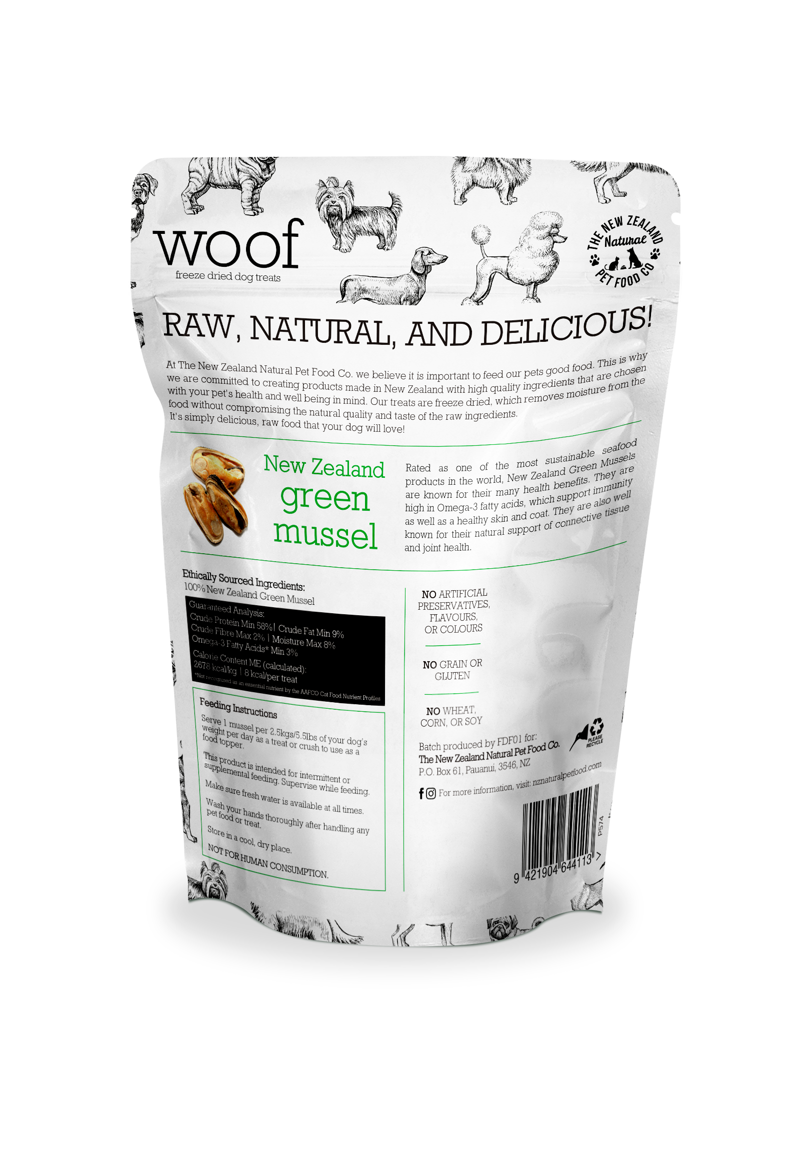 Woof NZ Green Mussel Treat 1.76oz