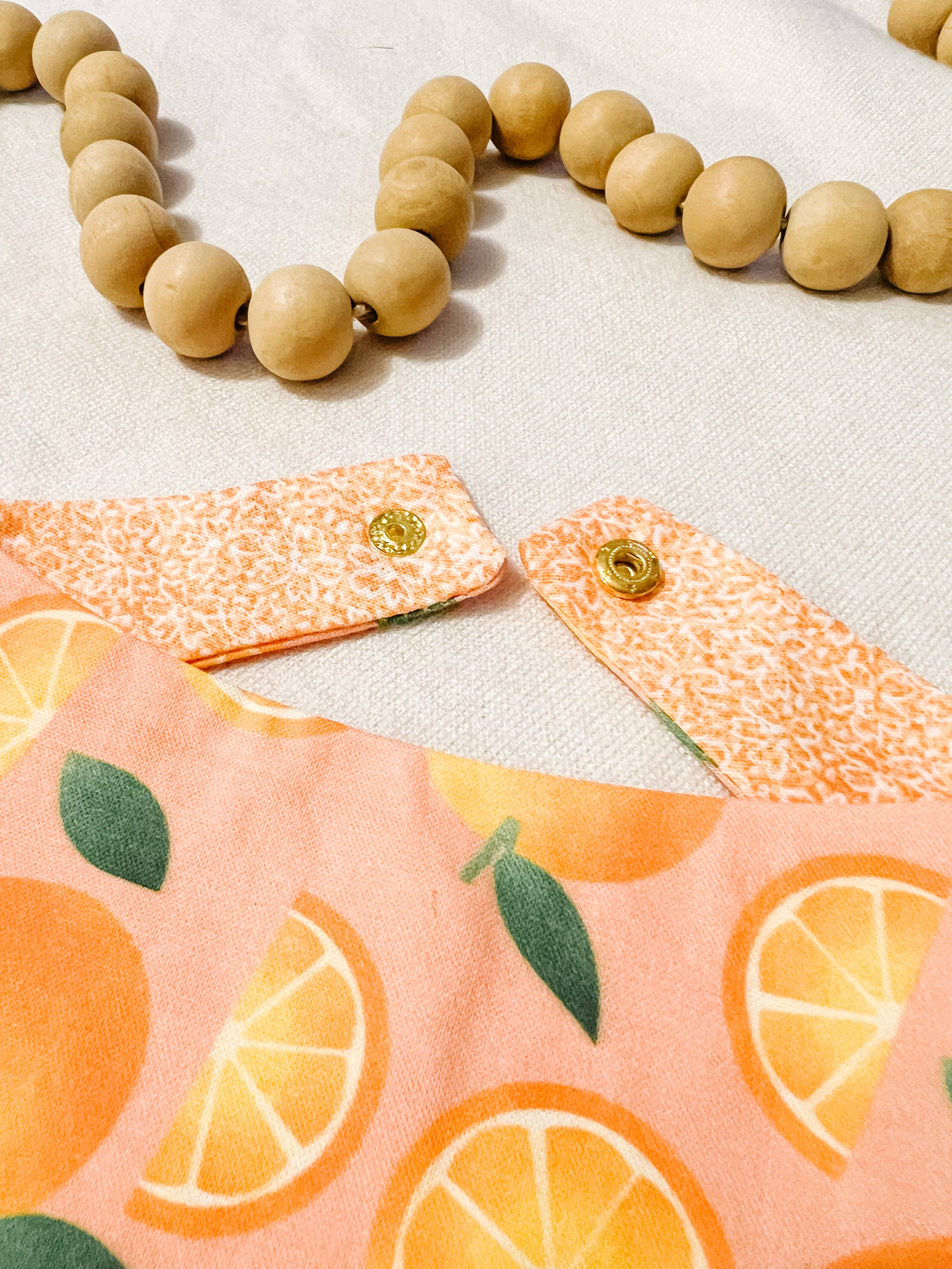 Summer Fruit Snap-On Reversible Dog Bandana, Curved Neck