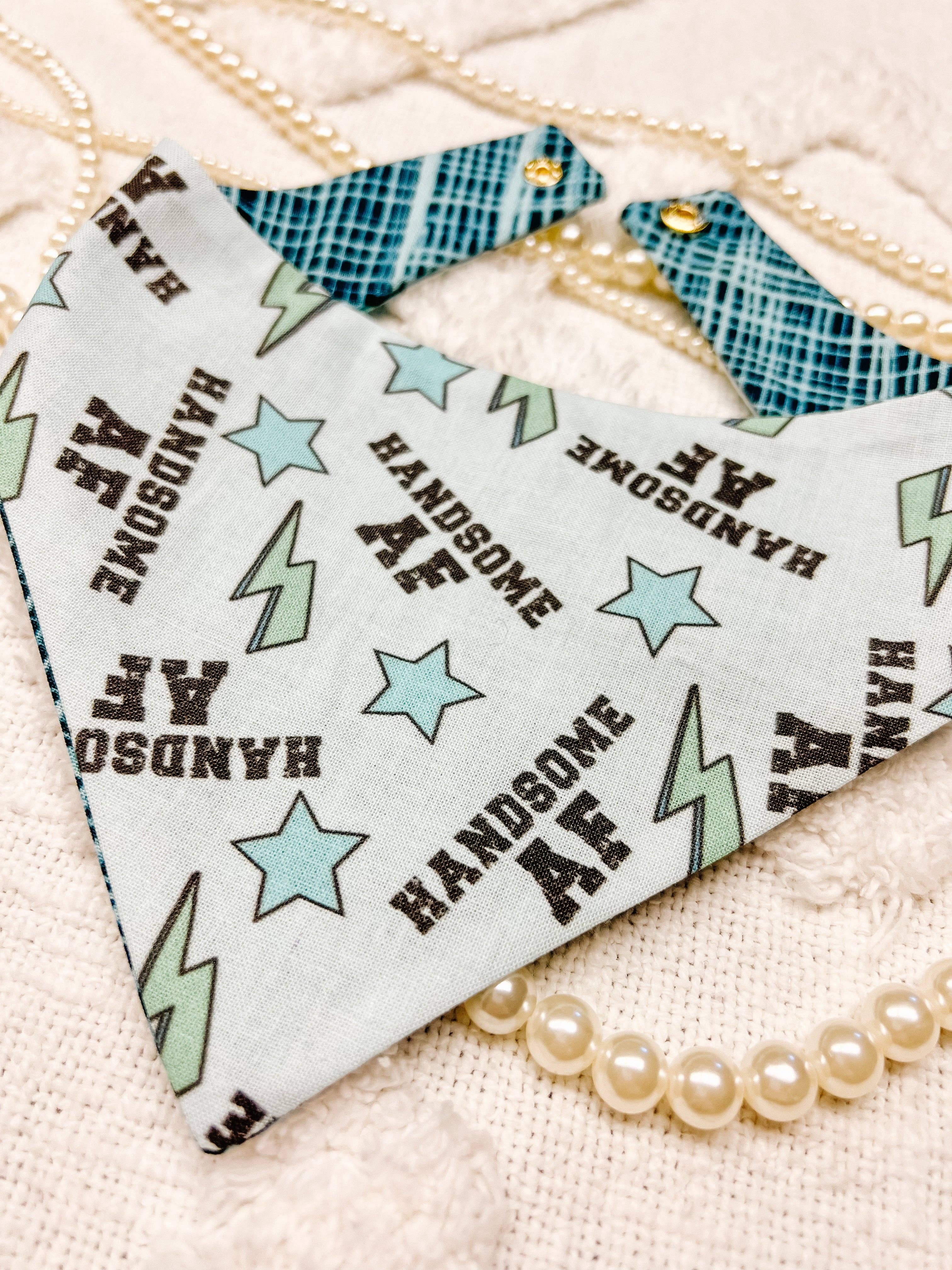 Handsome AF Snap-On Reversible Dog Bandana, Curved Neck