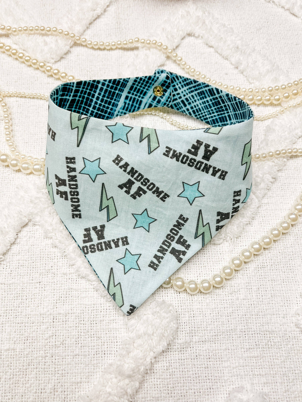 Handsome AF Snap-On Reversible Dog Bandana, Curved Neck