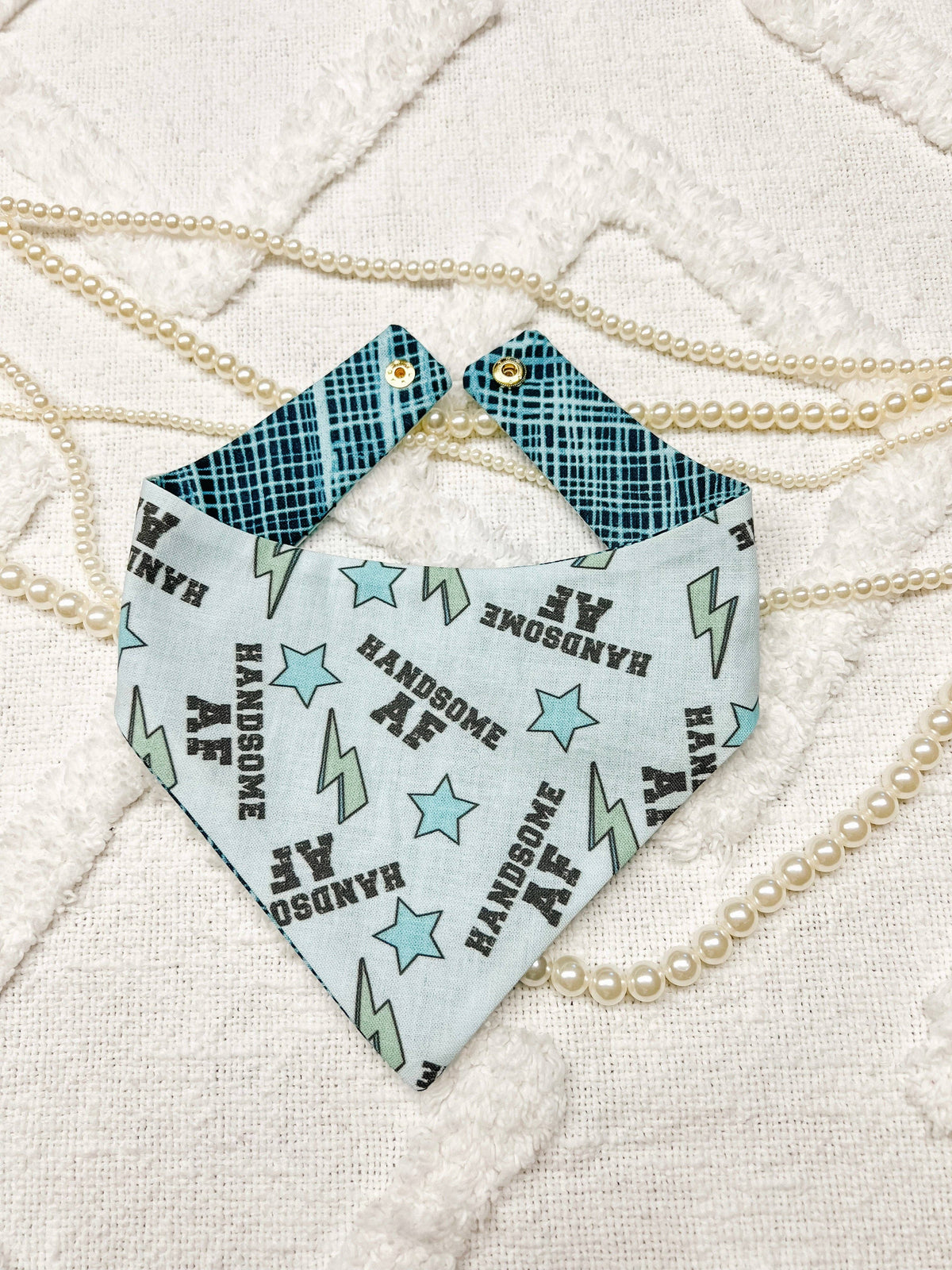 Handsome AF Snap-On Reversible Dog Bandana, Curved Neck