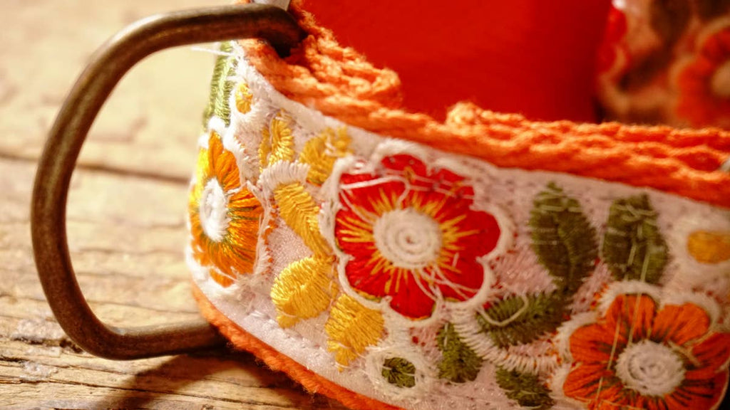 orange collar with floral design