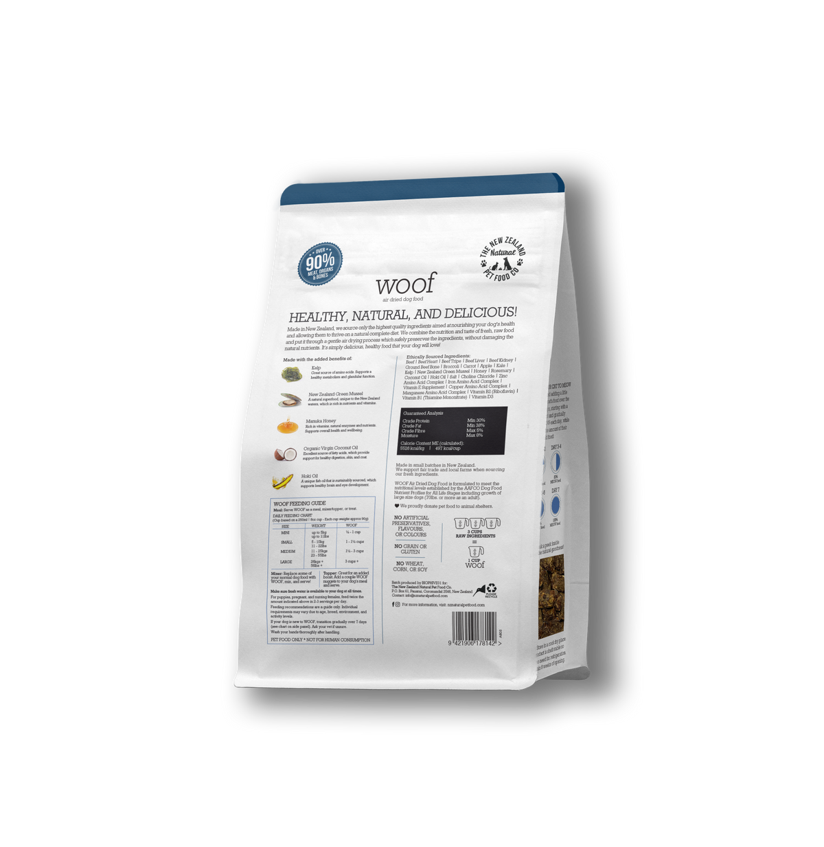 Woof Beef Air Dried Dog Food 3.5oz | 26.5oz