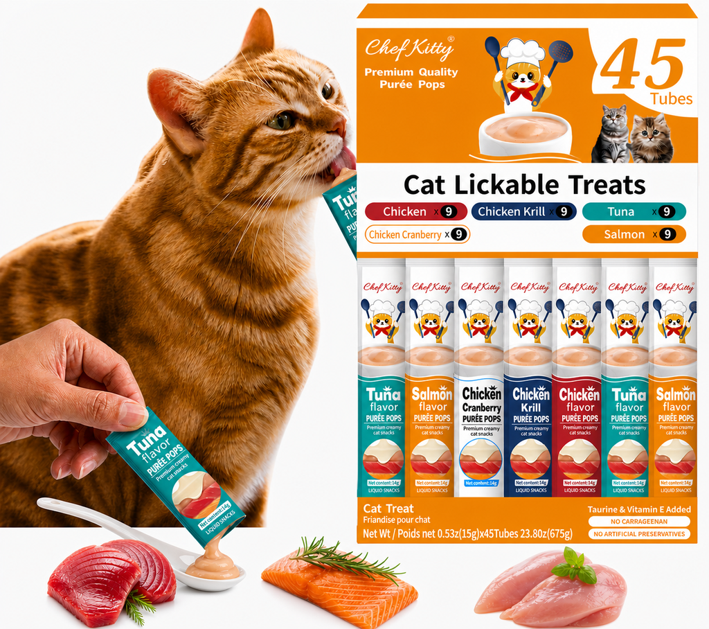 Chef Kitty Purée Pops – Lickable Creamy Cat Treats (20 Pack)