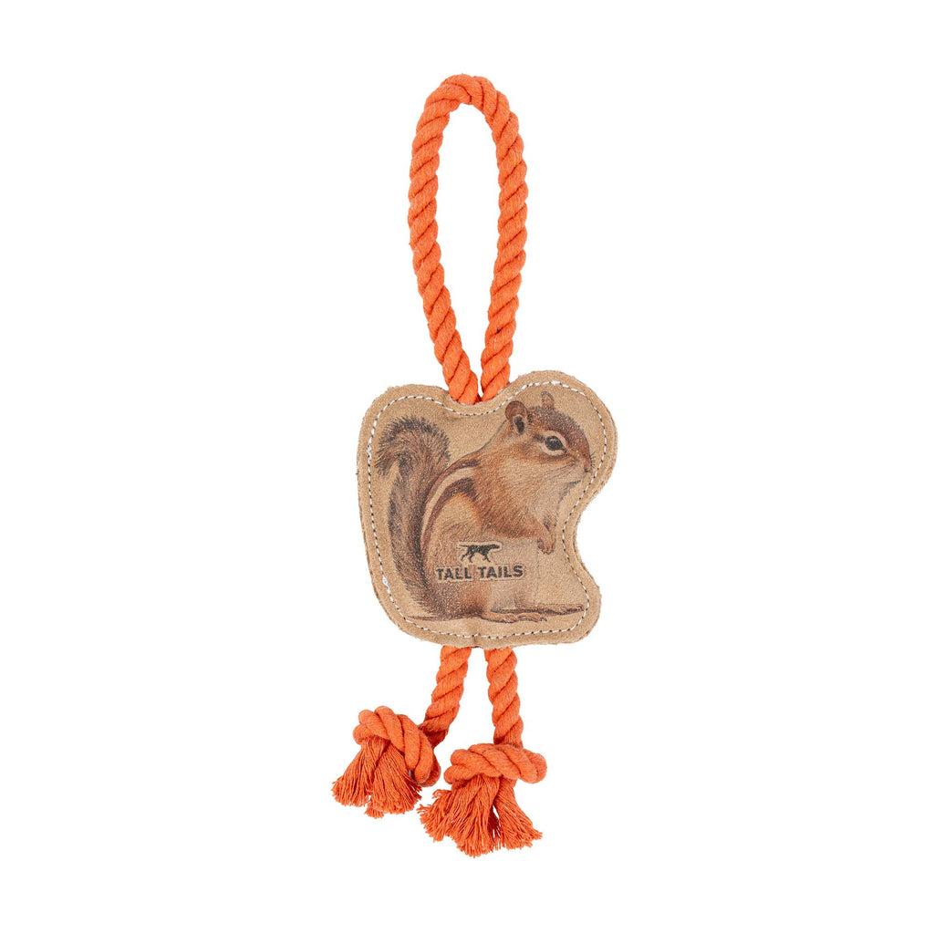 Natural Leather Chipmunk Tug Dog Toy
