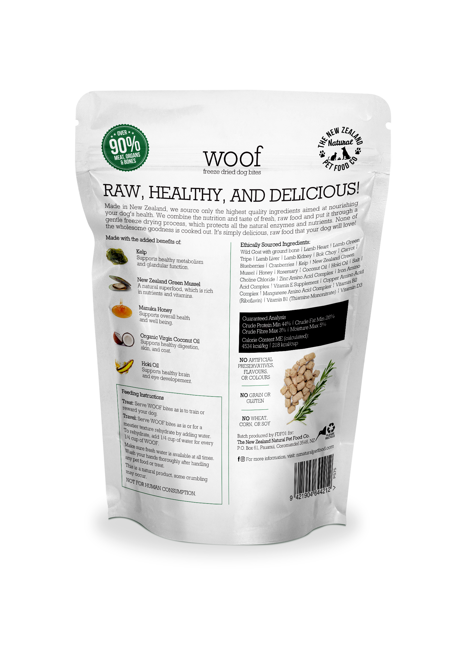 Woof Wild Goat Freeze Dried Dog Food ALL SIZES SHORT DATED
