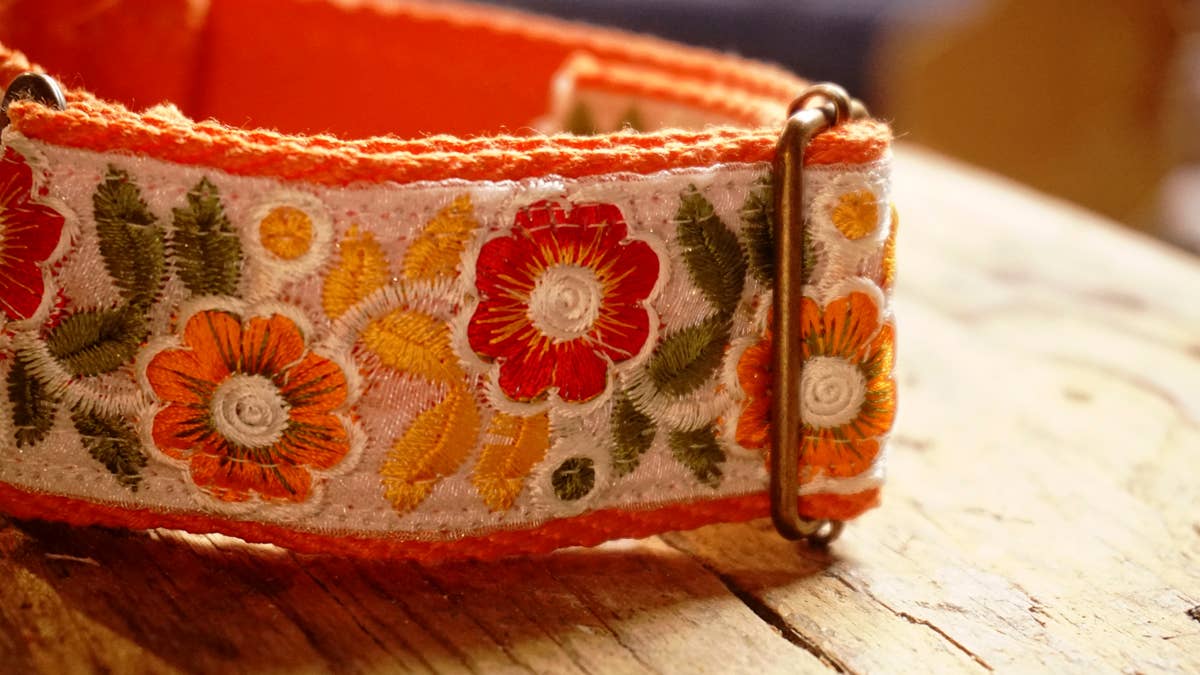 orange collar with floral design