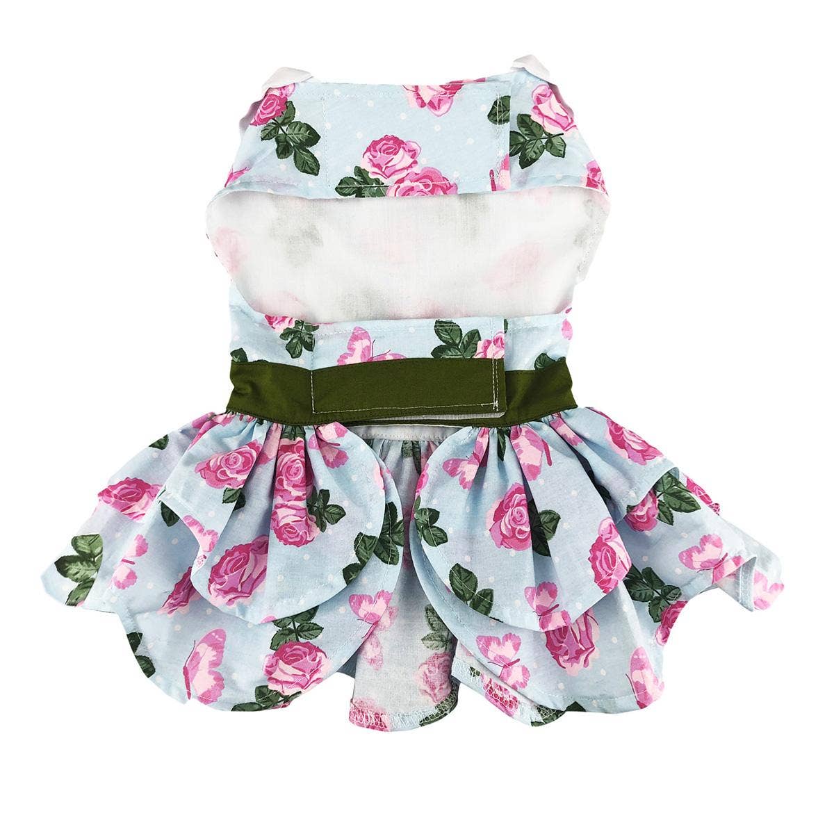 Pink Rose Dog Harness Dress w/ Matching Leash