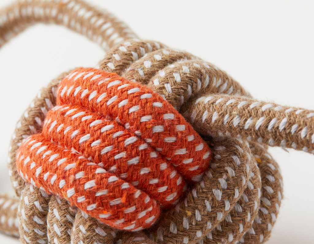 Green Dog ball with knotted rope