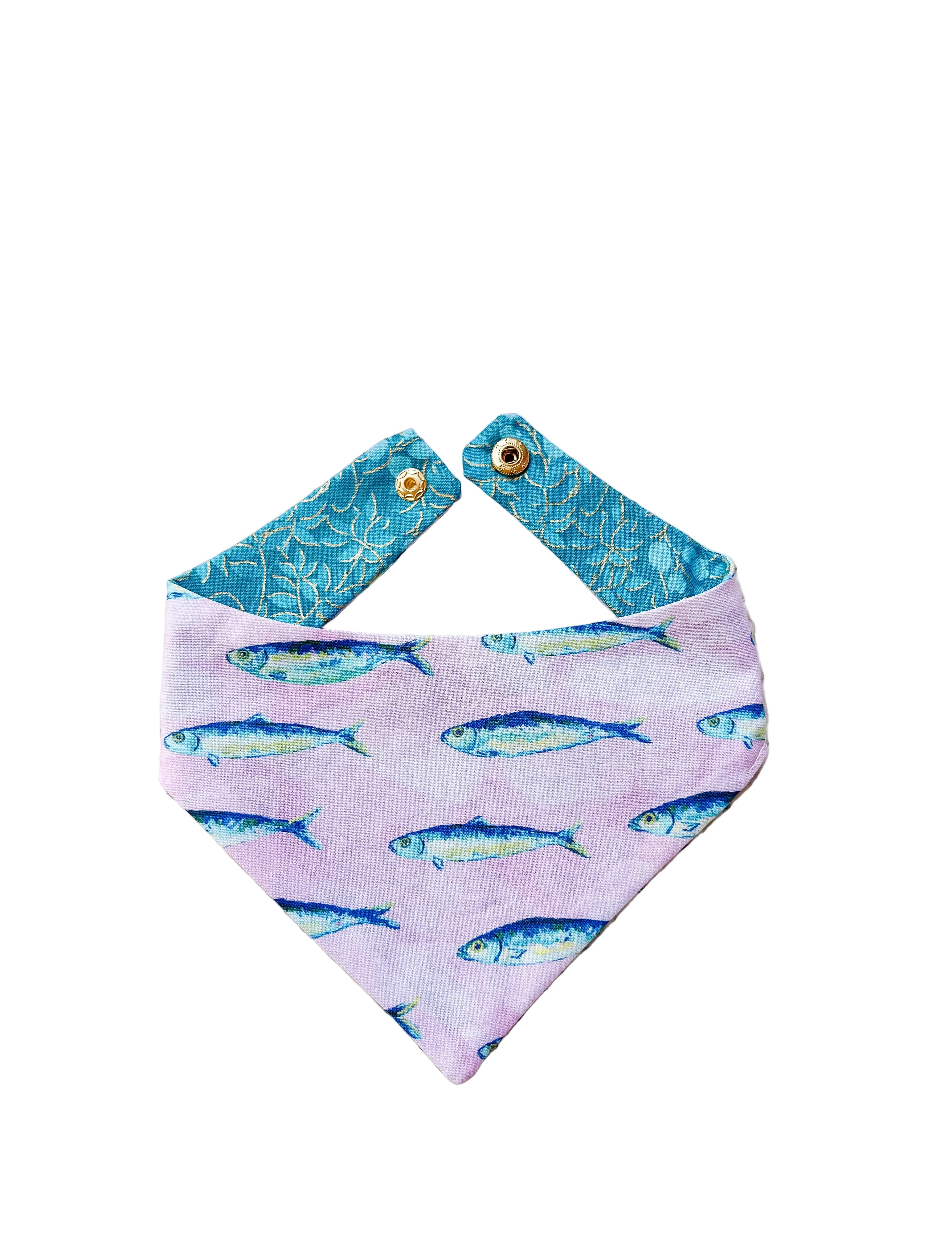 Summer Beach Snap-On Dog Reversible Bandana, Cotton