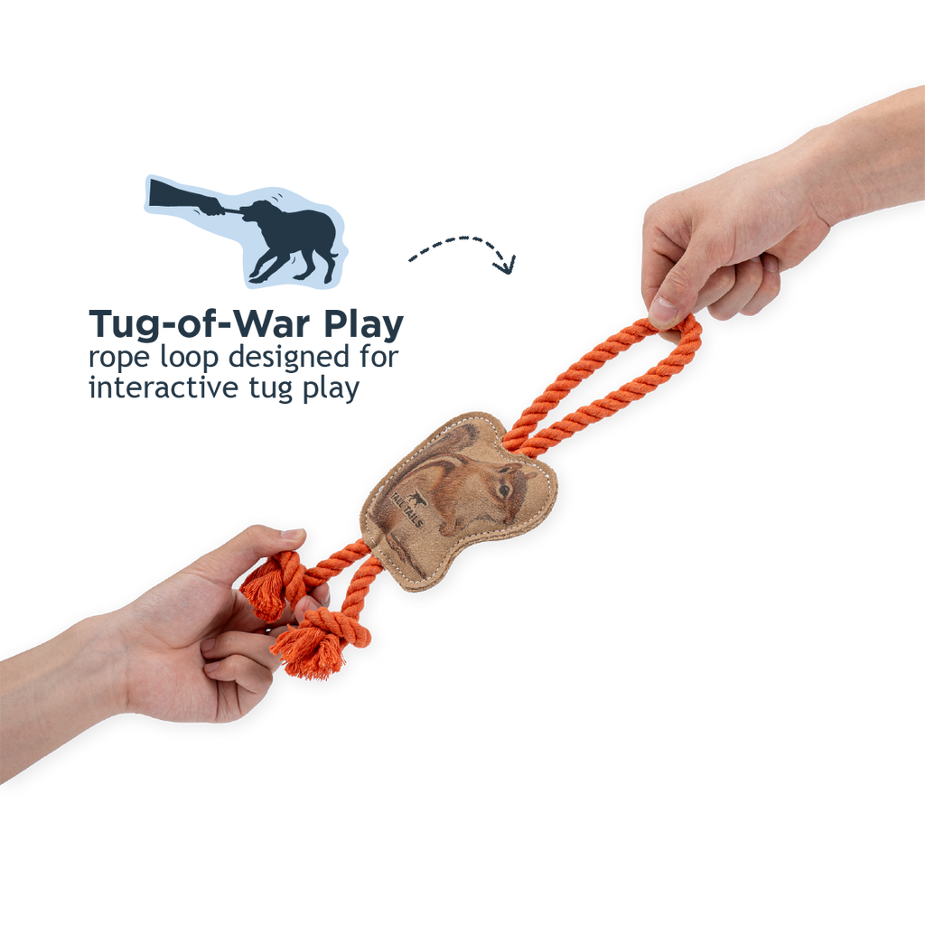 Natural Leather Chipmunk Tug Dog Toy