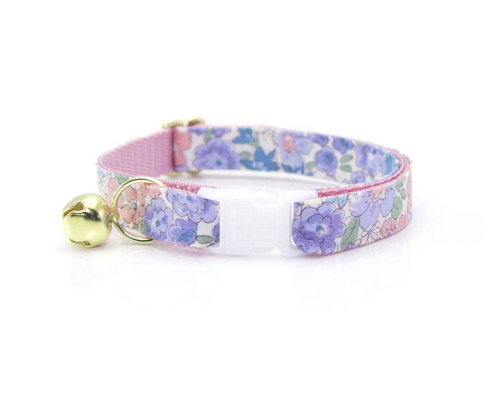 "Willow" - Light Pink, Purple & Blue Flower Cat Collar