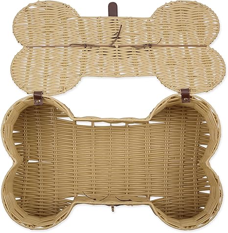 Dog Bone wicker basket with lid