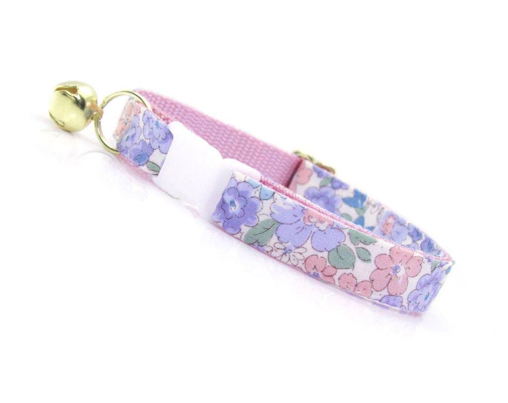 "Willow" - Light Pink, Purple & Blue Flower Cat Collar