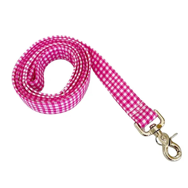 Pink Gingham Collar and Leash Set
