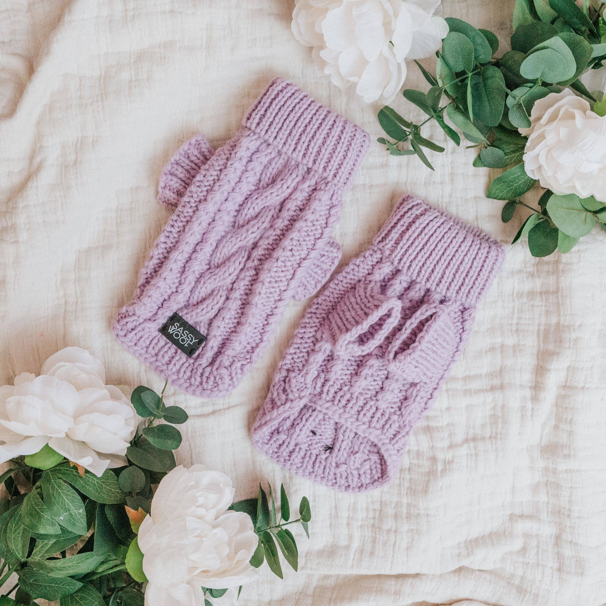 Dog Cable Knit Sweater - Lavender