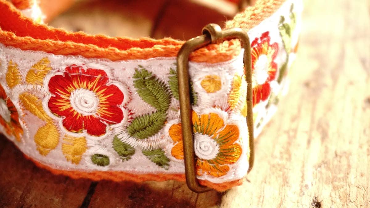 orange collar with floral design