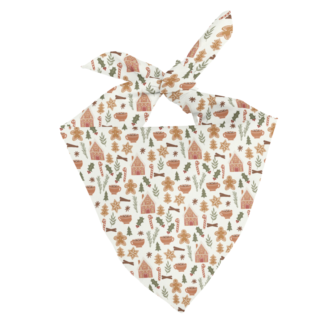 Gingerbread Holiday Tie On Dog Bandana